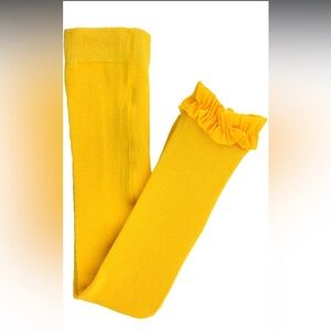RuffleButts Girls Footless Ruffle Tights - Yellow - 6-12m